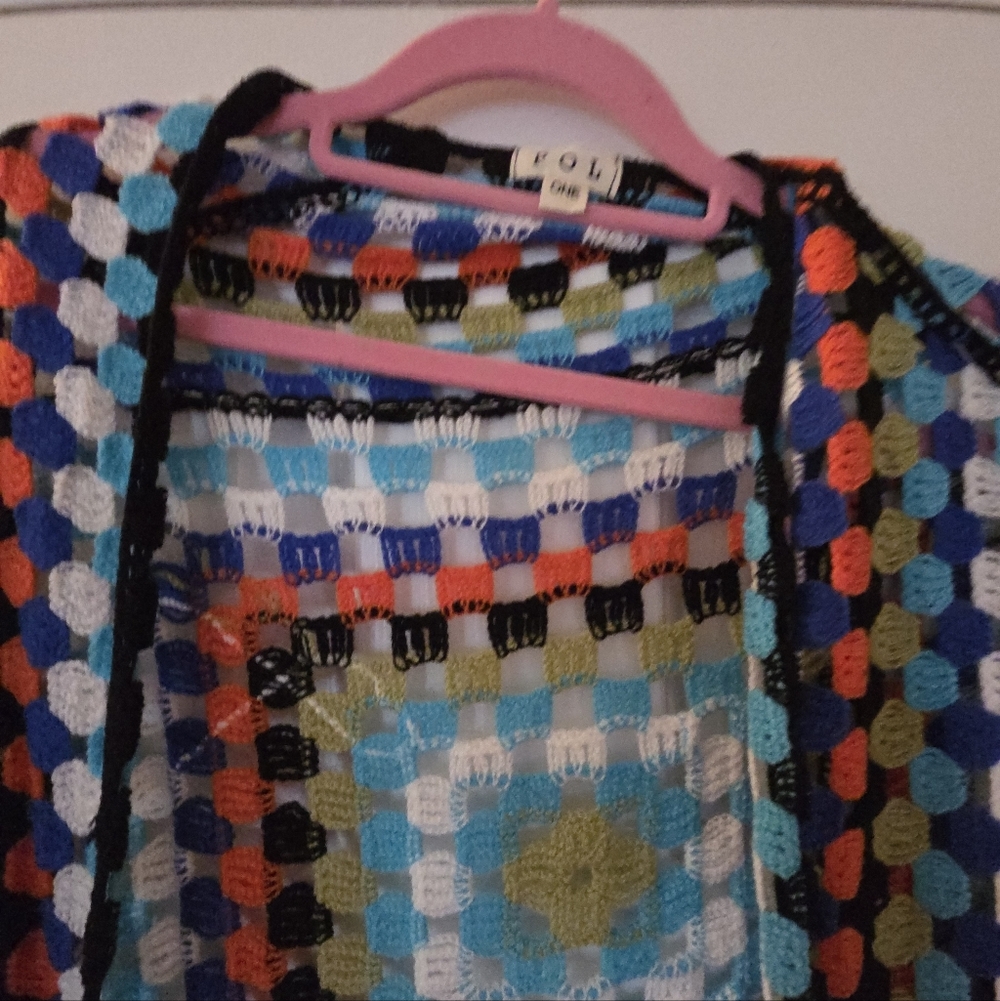 POL Crochet Granny Square Long Cardigan One Size New - Picture 6 of 8